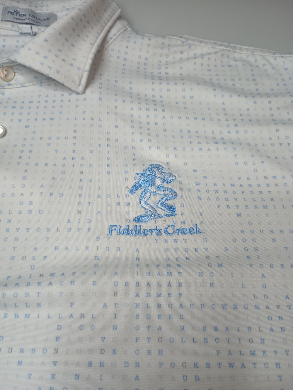 Peter Millar Summer Comfort Golf Polo Mens Large White Light Blue